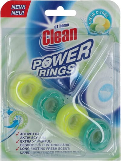 1 x At Home - Clean - Toiletblok - Power Rings - Fresh Citrus - Extra Sterk - 1 Blok - Toiletblok - Toilet Reinigen - Citrusgeur - Power Rings - Extra Sterke Reiniging