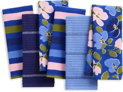 Keukendoeken Set - Theedoeken Vaatdoeken - Keuken Opfrissen - Zachte Katoen Kwaliteit - 6 Stuks 45x60cm - Blauw Groen Roze