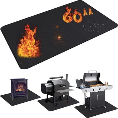 Famanu – Extra dikke BBQ-grillmat voor buiten - vuurvaste en waterdichte beschermmat voor terras - gazon en vloer - antislip en oliebestendig - 152 x 91 cm