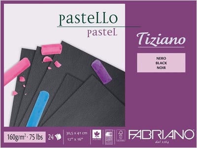 Zwart Pastelpapier Blok A3 30.5x41cm - 24 Vellen 160g/m2 - Zuurvrij en Ruw Oppervlak