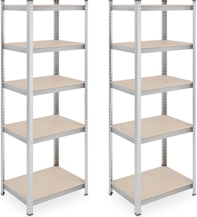Stellingkast set van 2 - stalen - 180x60x45 cm - 500 kg - 5 planken - kelder garage - opbergrek - zilver Opbergrek