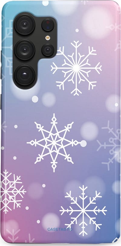 Casetastic hoesje geschikt voor Samsung Galaxy S25 Ultra - Dubbellaagse bescherming - Snowy Winter Gloed - Fashion Case - Lila Lichtgrijs Lichtblauw Lichtroze