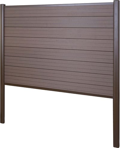 WPC privacyscherm Sarthe, schutting windscherm, aluminium paal voor plaatsing in beton ~ basiselement, 190cm bruin