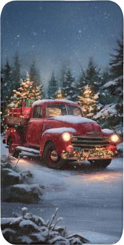 WC mat 60x120 cm - Antislip - Kersttruck - Sneeuwbos - Rood - Toiletmat - Vloermat - Douchemat - Toilet tapijt - Toiletmatten