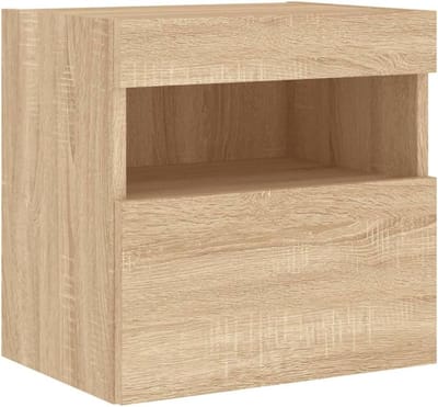 vidaXL TV wall unit with LED lighting 40x30x40 cm sonoma oak color, floating TV cabinet, media wall unit, wall mounted tv cabinet, tv wall unit