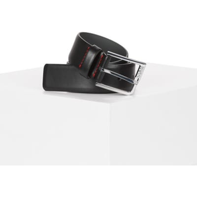 HUGO Leren Riem Glonn Sz35 Leather Belt W90 Black Zwart