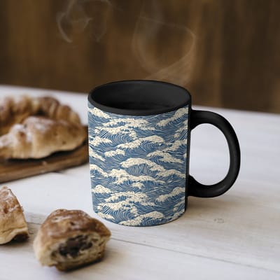 Magische Mok - Foto op Warmte Mokken - Koffiemok - Golven - Klassiek - Blauw - Magic Mok - Beker - 350 ML - Theemok