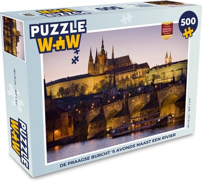 Puzzel Praagse Burcht - Rivier - Avond - Legpuzzel - Puzzel 500 stukjes