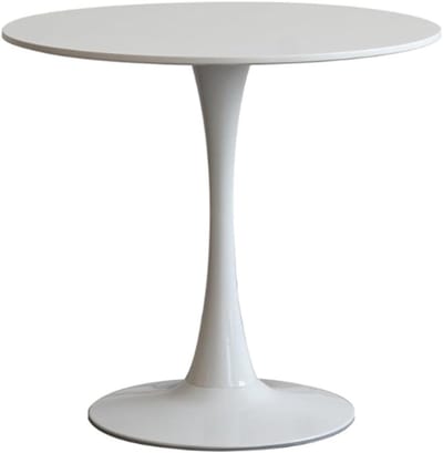 Ronde Eettafel - Keukentafel Bijzettafel - Kleine Ruimtes - Tulp Ontwerp Voetstuk - 60cm Diameter - Wit