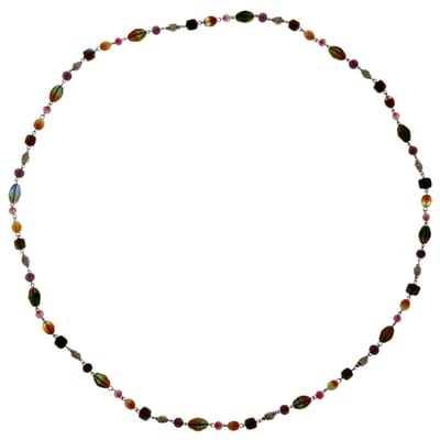 Behave - Lange ketting met bruine en paarse glaskralen