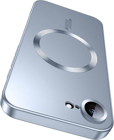 Casemania Hoesje Geschikt voor Apple iPhone 16e - Blauw - Matte Siliconen Back Cover - Geschikt voor MagSafe