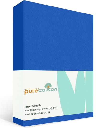 Hoeslaken 140x200 - Katoen jersey - Hoekhoogte 30cm - Elastiek rondom - Blauw