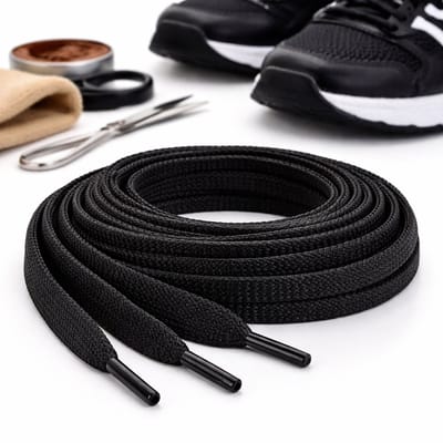 Platte Schoenveters 150 CM  I Schoenveter I  5 mm Breed I Zwart I Set Van 2 I 7 Tot 9 gaatjes