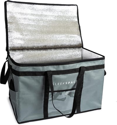 Grote Geïsoleerde Tas voor Heet of Koud Voedsel - Koeltas - Voor Picknicks en Boodschappen - 1 stuk - Zwart - Polyester - Groot