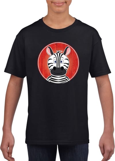 Kinder t-shirt zwart met vrolijke zebra print - zebras shirt - kinderkleding / kleding 110/116