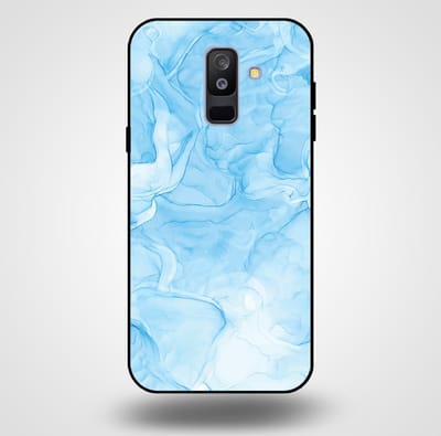 Smartphonica Telefoonhoesje voor Samsung Galaxy A6 Plus 2018 met marmer opdruk - TPU backcover case marble design - Lichtblauw geschikt voor Samsung Galaxy A6 Plus 2018