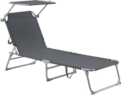 Ligbed met luifel Getaria 189x57x28 cm 115 kg donkergrijs