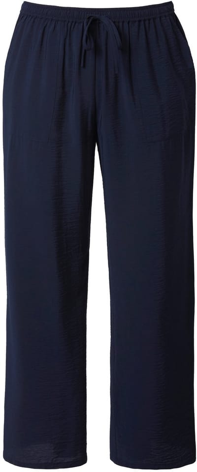 Ulla Popken - Dames - Instapbroek Mary wijde rechte pijpen elastische tailleband - Marine - Maat 42+