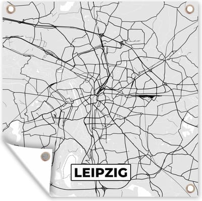 Tuin poster Duitsland - Plattegrond - Kaart - Leipzig- Stadskaart - 200x200 cm - Tuindoek