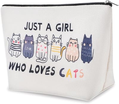 Tasje met kattenmotief - Perfect cadeau voor kattenliefhebbers en make-upfanaten, van hoogwaardig linnen met rits en prachtige patronen.