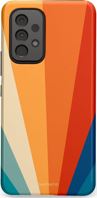 Casetastic hoesje geschikt voor Samsung Galaxy A53 (2022) 5G - Dubbellaagse bescherming - Retro straal - Fashion Case - Oranje Okergeel Petrol Rood