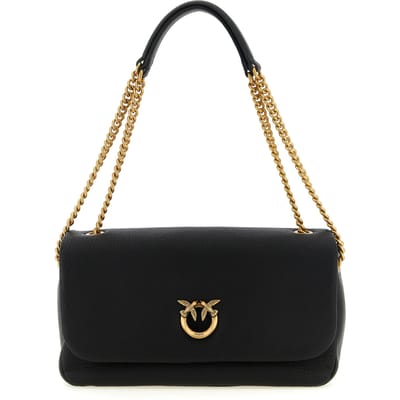 PINKO Love Soft Schoudertas Leder 31 cm - Dames - nero-antique gold