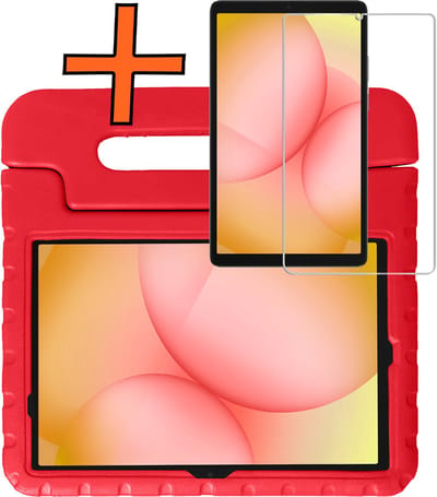 Hoesje - Geschikt voor Samsung Galaxy Tab A11 Plus - Met Screenprotector - Kinderhoes Shockproof Bumper - Kidsproof Case - Tablet Hoes - Kinder Hoes Cover - Rood