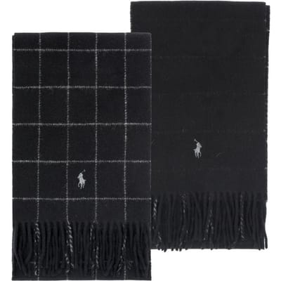Polo Ralph Lauren Pony Ruit Omkeerbare Sjaal Pc0743 001 PC0743-001 black