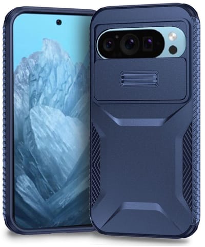Hoesje Geschikt voor Goolge Pixel 10 Pro / 9 Pro | Back Cover met Camera Slider | Schokbestendige Case | Camera Cover | Stevig | Blauw