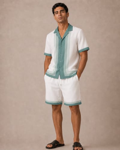 Luxe Zomerset Heren – Wit met Teal Details