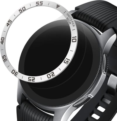 kwmobile Beschermende Ring geschikt voor Samsung Galaxy Watch (46mm) / Galaxy Gear S3 Frontier & Classic Fitness Tracker - Bezel Ring voor smartwatch - Beschermring voor smartwatch in zilver / zwart.