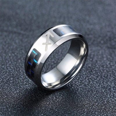 Vnox Heren Vintage Dierenriem 12 Sterrenbeelden Ring Roestvrij Staal Met Blauw Koolstofvezel Horoscoop Mannelijk Astrologie Anel Alliantie 10 black
