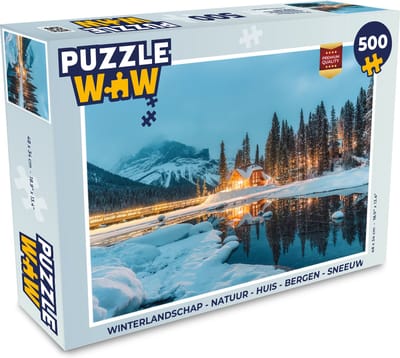 Puzzel Winterlandschap - Natuur - Huis - Bergen - Sneeuw - Legpuzzel - Puzzel 500 stukjes