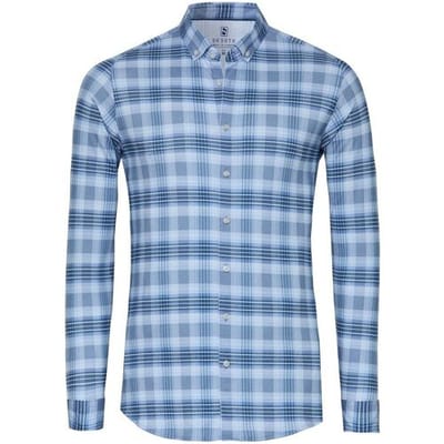 Desoto Overhemd Triple Line Check Button-Down Licht Blauw / male