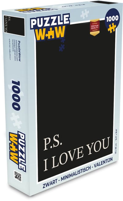 Puzzel Zwart - Minimalistisch - Valentijn - Legpuzzel - Puzzel 1000 stukjes volwassenen