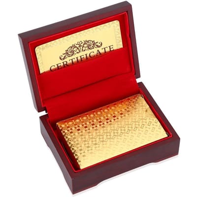 Cartes à Poker de Luxe Imperméables Cartes à Jouer Feuille d'Or Fausse Cartes de Jeu Poker en Plastique avec Boîte Type 2