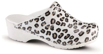 Sanita klomp Wildlife leopart open wit maat 40