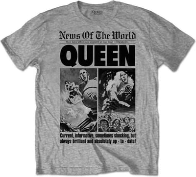 Queen - News Of The World 40th Front Page Heren T-shirt - L - Grijs