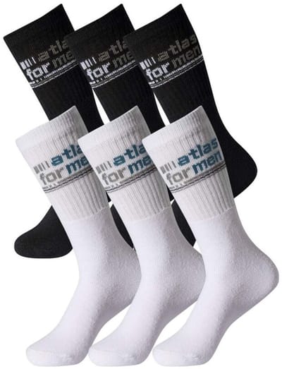 ATLAS FOR MEN - Set van 6 paar sportsokken - Heren - Verkrijgbaar in grote maten - 43/46