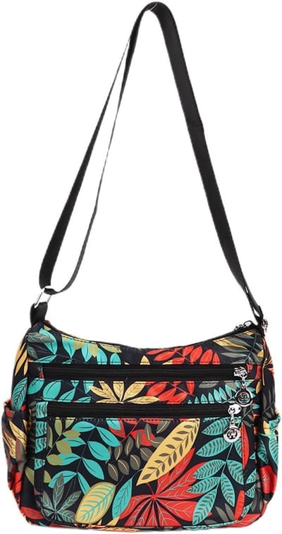Stijlvolle Hobo Schoudertas voor Vrouwen met Meerdere Vakken - Lichtgewicht Crossbody Handtas voor Casual Gebruik en Dagelijks Gebruik, Bladprint