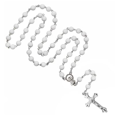 Fako Bijoux® - Rozenkrans Ketting - Sandelhout - Wit