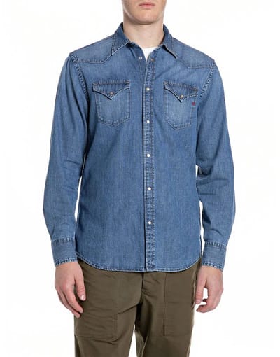 Replay M4023t.000.26c 10b Overhemd Met Lange Mouwen Blauw S Man
