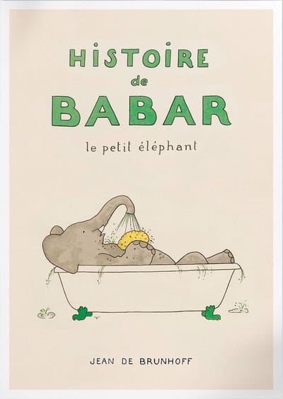 Babar Prend Son Baine (Babar de Olifant) | Poster | A3: 30 x 40 cm
