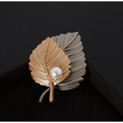 Prachtige Vintage Blad Simulatie Parel Broche Trui Pak Reversspelden Voor Vrouwen Meisje Sieraden Accessoires Cadeau gray