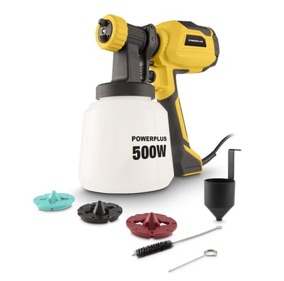 Powerplus Verfpistool POWX352 - 500W Verfspuit, 3 spuitpatronen, Verfdebiet van 1000 g/min