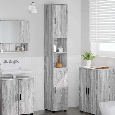 vidaXL - Badkamerkast - Grijs - Sonoma - 30 - x - 35 - x - 192 - cm - Bewerkt - hout, - Metaal