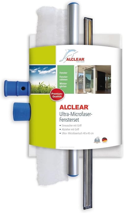 Glazenwassersset 3-delig met microvezel en rubberen raamtrekker voor perfecte venst Clean