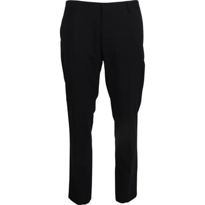 Dolce & Gabbana Grijze Wollen Stretch Formele Slim Fit Herenpants