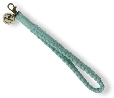 Macramé Pols Keycord - Squared - Aqua Blauw - Katoenkoord - Prijs per Stuk - Inclusief Verzendkosten