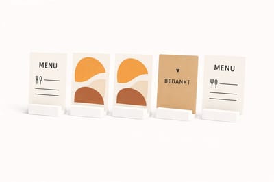 Kunststof Kaarthouder Wit – Set van 5 – Menukaarthouders voor Horeca, Bruiloften & Events – Fotohouder voor Tafelkaarten & Menukaarten